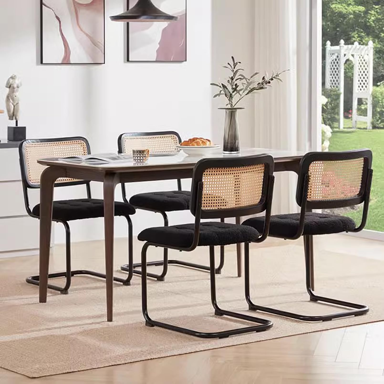 Amazon｜籐製ダイニングチェア 2脚セット、籐製背もたれのアクセント